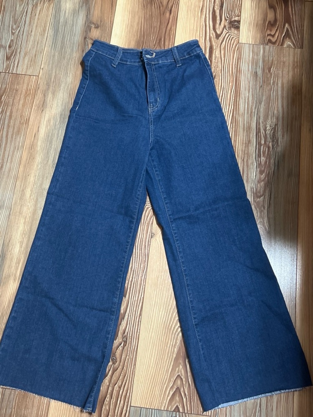 Zenana Outfitters Dark Blue Wide-Leg Jeans
